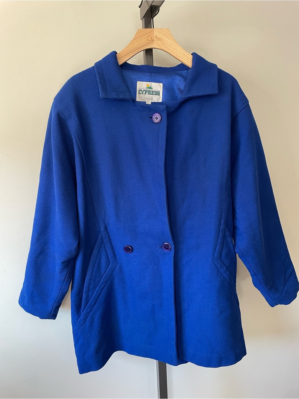 80s Cypress Creek Wool Blend Jacket Coat Cobalt Royal Blue Retro Size 12